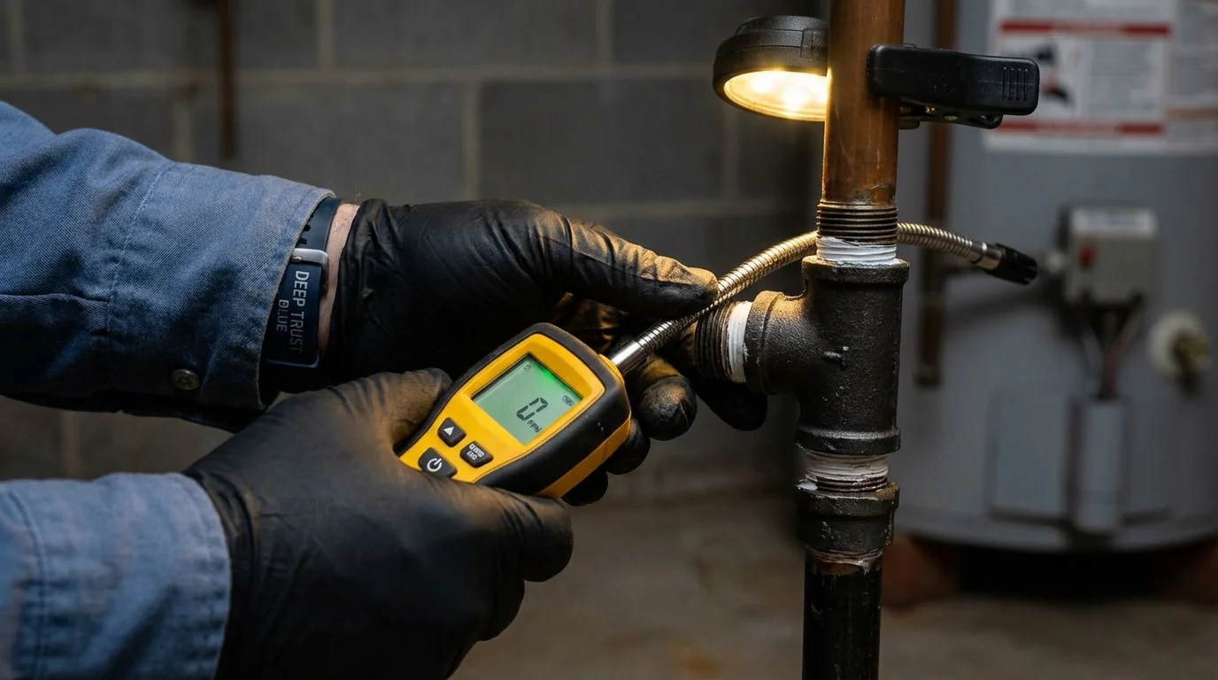 Gas leak detection with electronic sniffer by Johns Plumbing LLC in West Simsbury