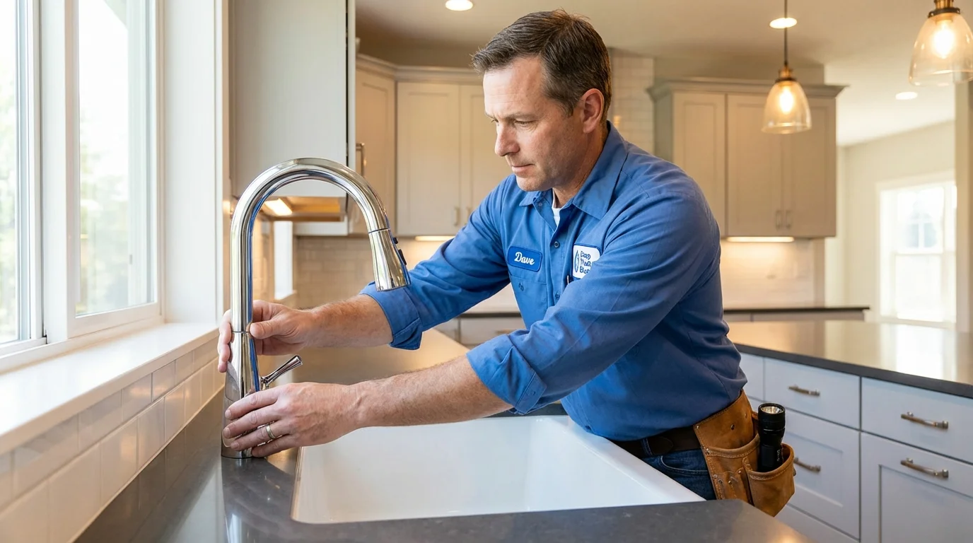 Kitchen faucet installation by Johns Plumbing LLC in West Simsbury